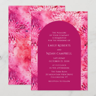 Invitation Aquarelle rose Dahlia Floral Mariage élégant