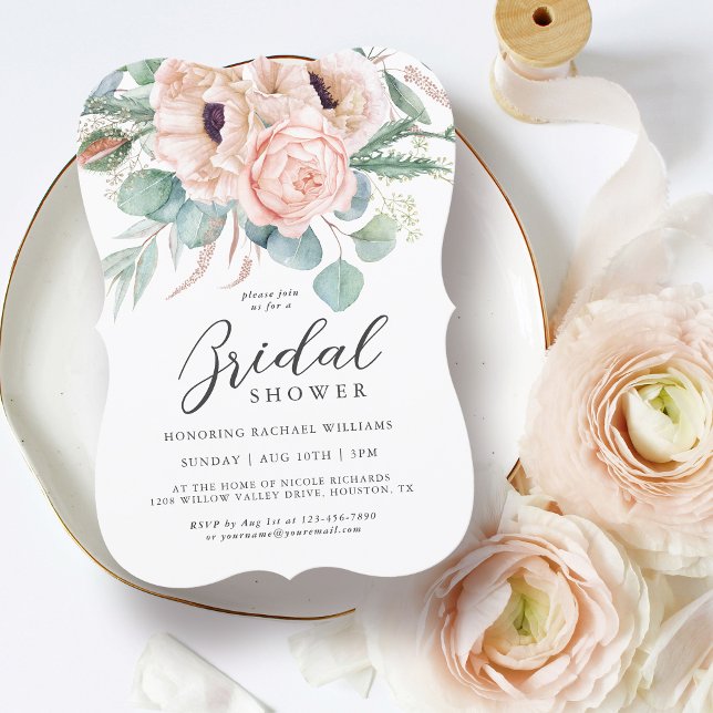 Invitation Aquarelle rose et beige Fête des mariées florale (Available in both printed and digital formats!)