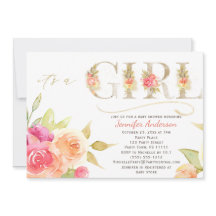 Aquarelle Rose et Gold Baby Girl Douche