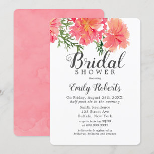 Invitation Aquarelle rose et orange Fête des mariées Dahlia