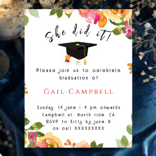 Invitation Aquarelle rose et pêche photo florale