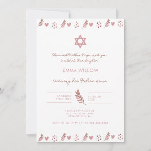 Invitation Aquarelle rose étoile de David Baby Naming Invitat
