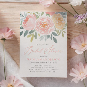Invitation Aquarelle rose Fête des mariées de printemps flora