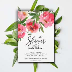 Invitation Aquarelle rose Fête des mariées florale