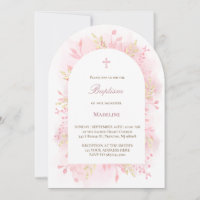 aquarelle rose feuillage Baptême