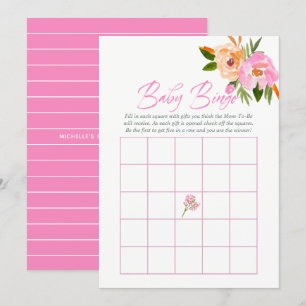 Invitation Aquarelle rose fleur sauvage Baby shower bébé Bing