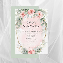Invitation Aquarelle rose Floral Baby Girl Douche