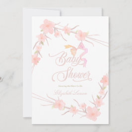 Invitation Aquarelle rose Floral Élégant Baby shower