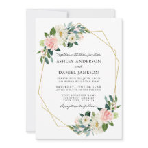 Aquarelle rose Floral Elégant Cadre Or Neo Mint