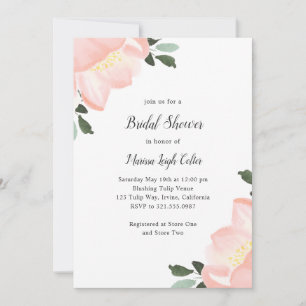 Invitation Aquarelle rose Floral Élégante Fête des mariées