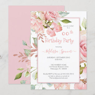 Invitation Aquarelle rose Floral fête d'anniversaire
