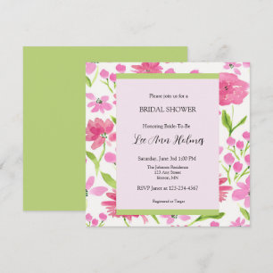 Invitation Aquarelle rose Floral Fête des mariées personnalis
