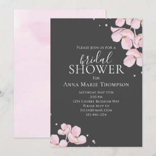 Invitation Aquarelle rose Floral Jolie Fleurs de cerisiers