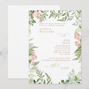 Invitation Aquarelle rose Floral & Or Eucalyptus Invitati
