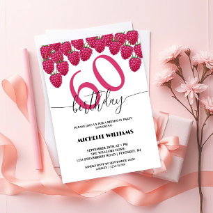 Invitation Aquarelle rose framboise Art Calligraphie Annivers