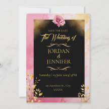 Aquarelle rose & Gold Wedding Enregistrer la date
