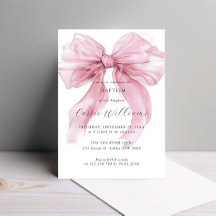 Aquarelle rose gros bow Baptême