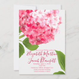 Invitation Aquarelle rose Hydrangea Mariage virtuel