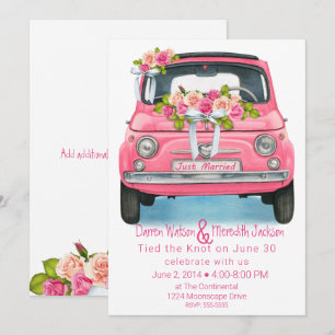 Invitation Aquarelle rose Juste Marié Elopement
