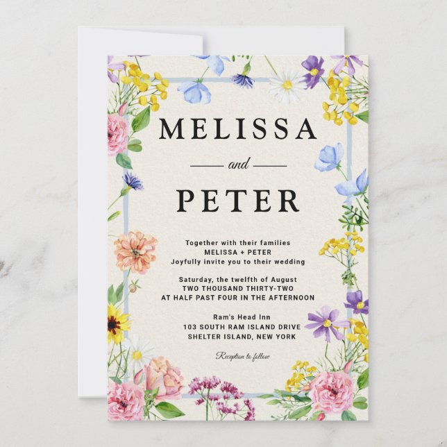 Invitation Aquarelle rose Lilac couleur Mariage floral (Devant)