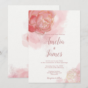 Invitation Aquarelle rose millénaire artistique florale