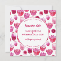 Aquarelle rose motif floral Enregistrer la date