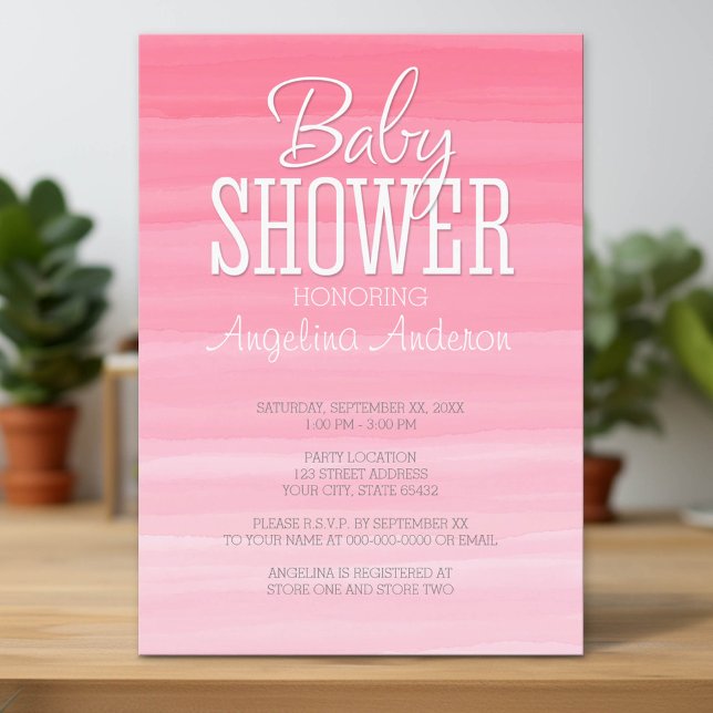 Invitation Aquarelle rose Ombre doux Baby shower fille (Custom Invitation with Download Option)
