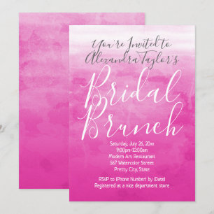Invitation Aquarelle rose Ombre moderne nuptiale Brunch Douch