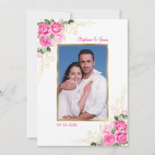 Invitation Aquarelle rose or Floral Mariage photo