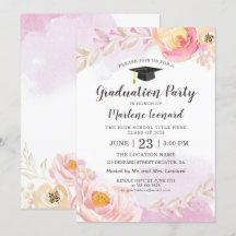 Aquarelle rose or Rose Jardin fête de graduation