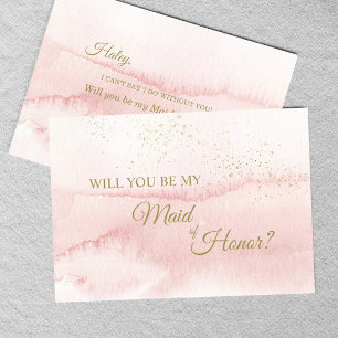 Invitation Aquarelle rose or Type de femme d'honneur Proposit