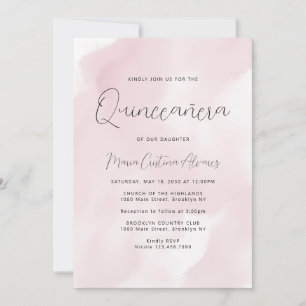 Invitation Aquarelle rose pâle 15e anniversaire Quinceañera