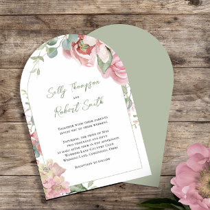 Invitation Aquarelle rose pâle Arc Mariage floral
