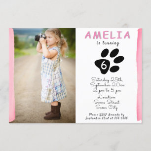 Invitation Aquarelle rose pâle Coute Photo Anniversaire