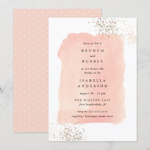 Invitation Aquarelle rose pâle Fête de l'mariée de brunch à b
