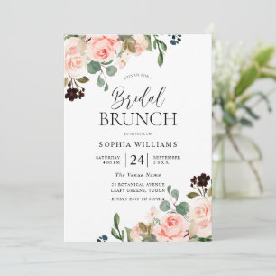 Invitation Aquarelle rose pâle Fête des mariées florale Brunc