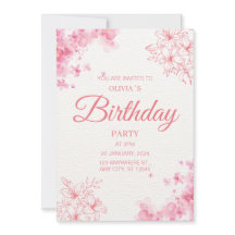 Aquarelle rose pâle Fleur fête d'anniversaire