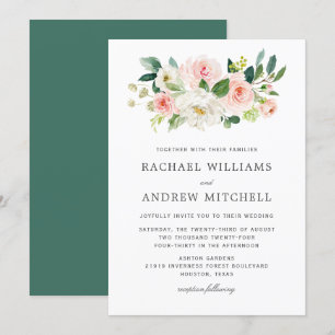 Invitation Aquarelle rose pâle Mariage Floral