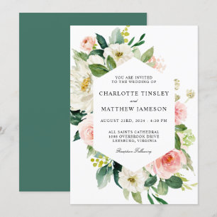 Invitation Aquarelle rose pâle Mariage Floral
