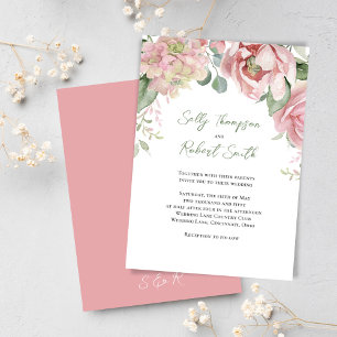 Invitation Aquarelle rose pâle Mariage Floral