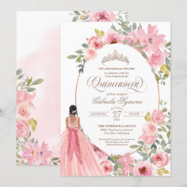Invitation Aquarelle rose pâle Quinceanera