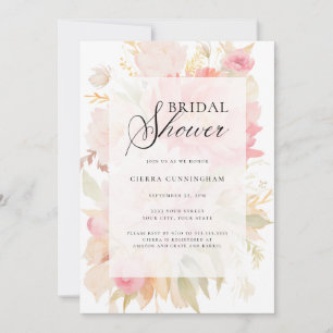 Invitation Aquarelle rose pâle rose Fête des mariées florale