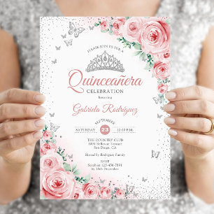 Invitation Aquarelle rose pâle Rose Quinceanera