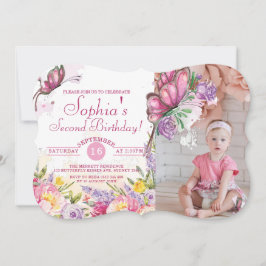 Invitation Aquarelle rose papillon Floral Anniversaire