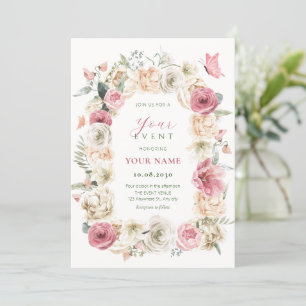 Invitation aquarelle rose pastel