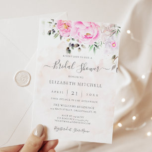 Invitation Aquarelle rose Pierre florale Fête des mariées élé