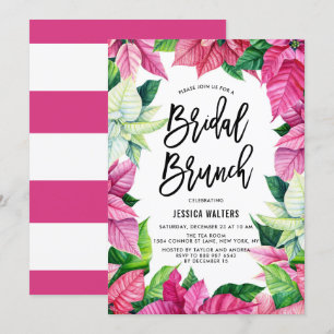 Invitation Aquarelle rose Poinsettias Floral Bridal Brunch