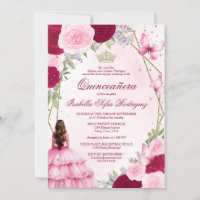 Aquarelle rose Princesse Auburn Cheveux Quinceaner