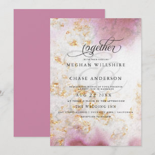 Invitation Aquarelle Rose Quartz Gold Geode BarefootBride™