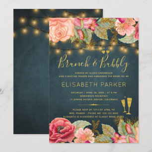 Invitation Aquarelle rose rose brunch marine et bulle